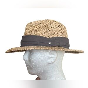 Kooringal Straw Fedora Hat with Gray Band M/L NWT
